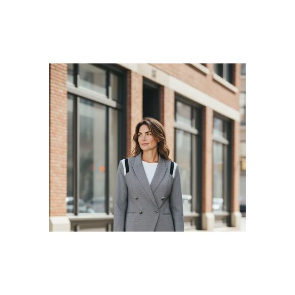 Great Jones Houndstooth Double Breasted Blazer Jacket Small Shoulder Pads - Picture 2 of 15